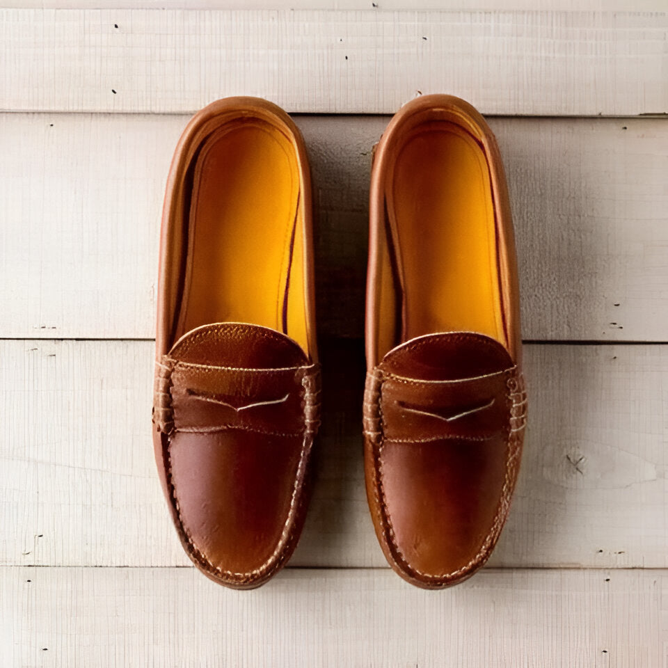 Damen Elegante PU-Leder Loafer mit Niedrigem Absatz