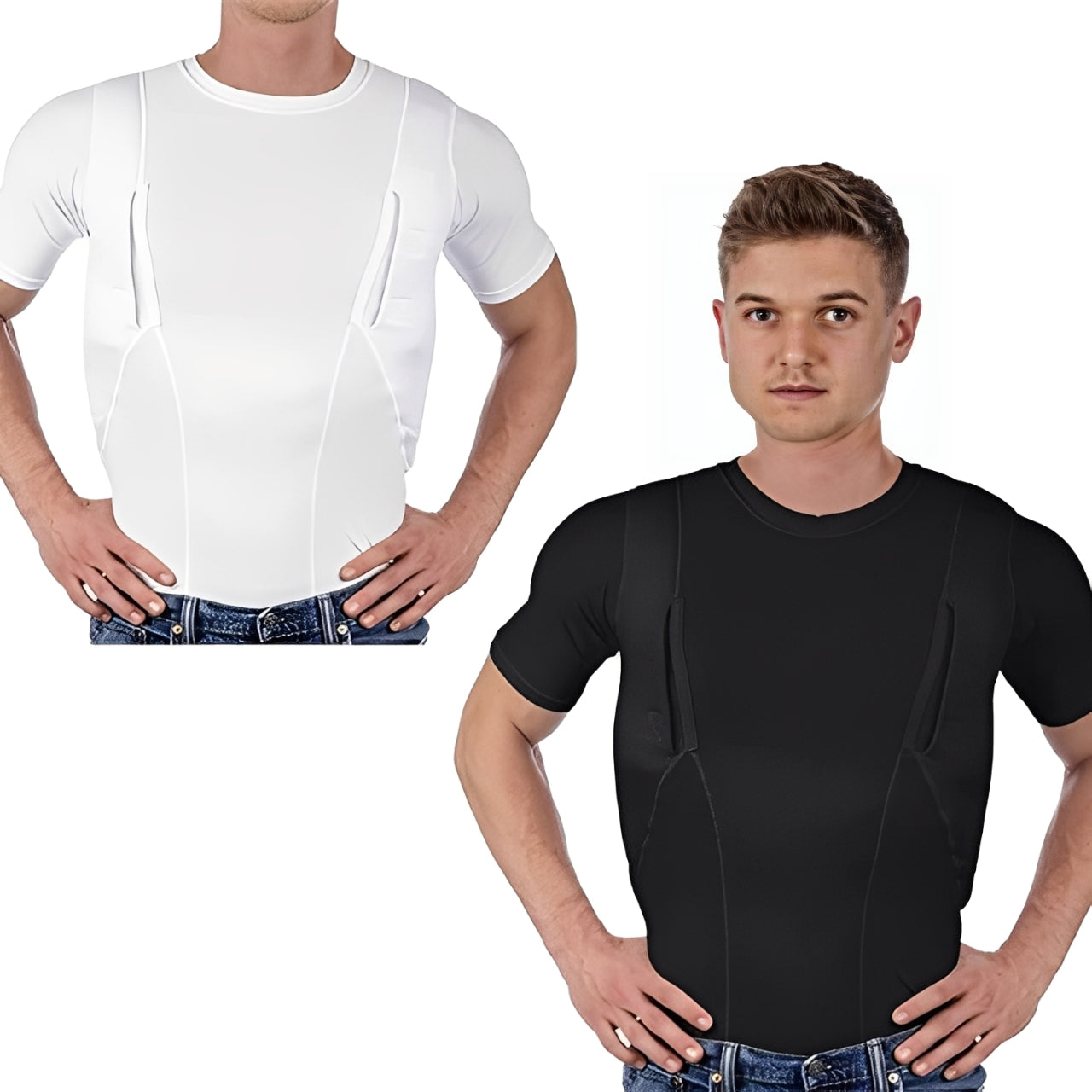 Unisex Kompressionsshirt mit versteckten Taschen für den Alltag