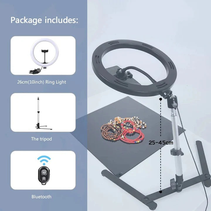 Verstellbares LED-Ringlicht-Stativset für Fotos und Videos