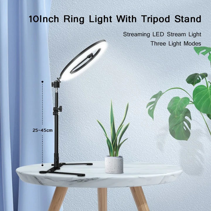 Verstellbares LED-Ringlicht-Stativset für Fotos und Videos
