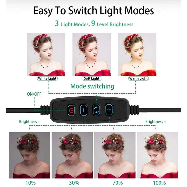 Verstellbares LED-Ringlicht-Stativset für Fotos und Videos