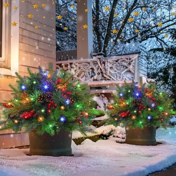 Beleuchteter Weihnachtskranz für Urnen – Festliche Dekoration