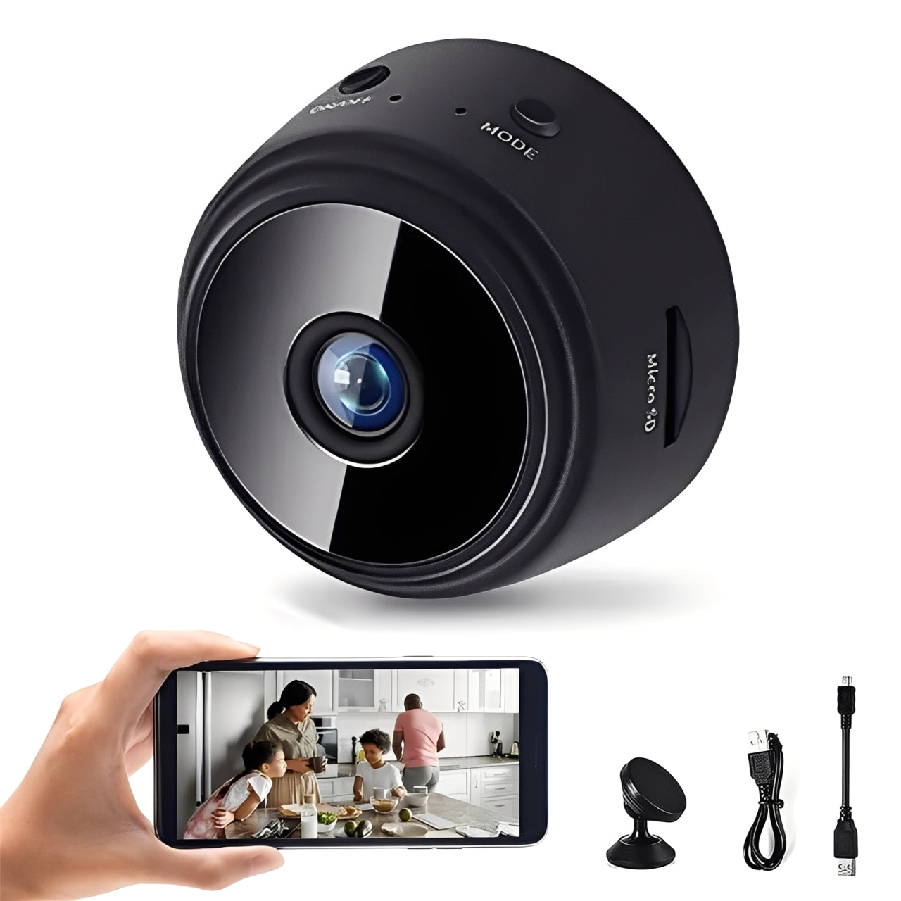 Kompakte WLAN-Kamera mit Magnetfuß und HD-Videoqualität