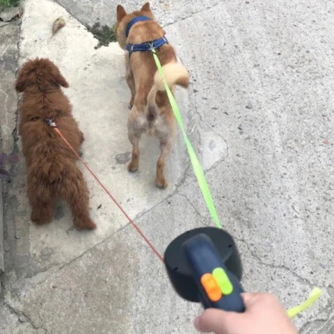 Verstellbare Doppelleine für Hunde mit LED-Beleuchtung