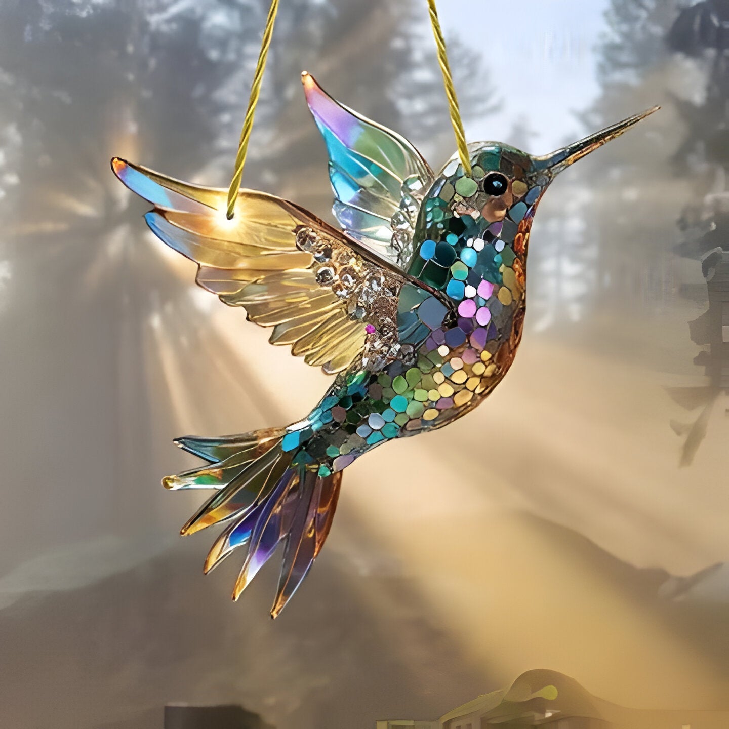 Farbiger Kolibri Fensterdekoration als Sonnenfänger