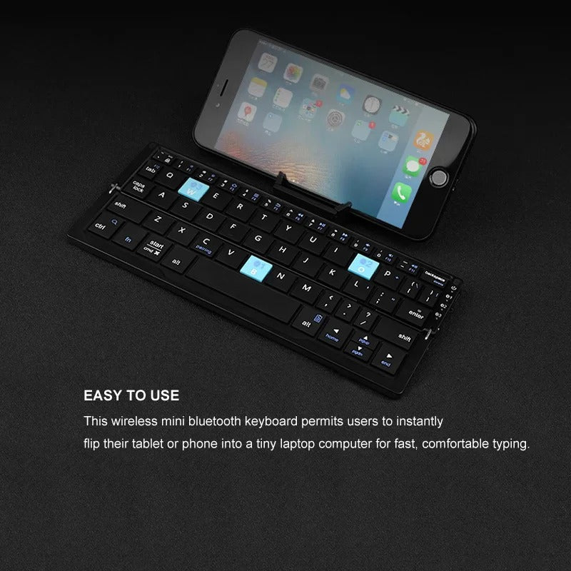 Ultraflaches faltbares Bluetooth-Tastaturset mit Halterung
