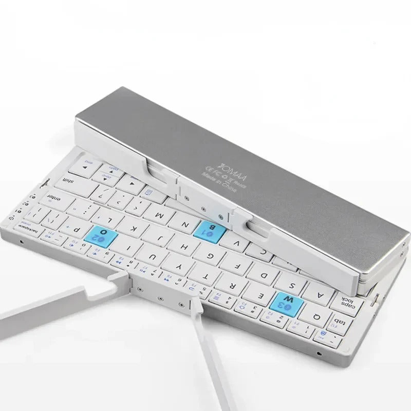Ultraflaches faltbares Bluetooth-Tastaturset mit Halterung