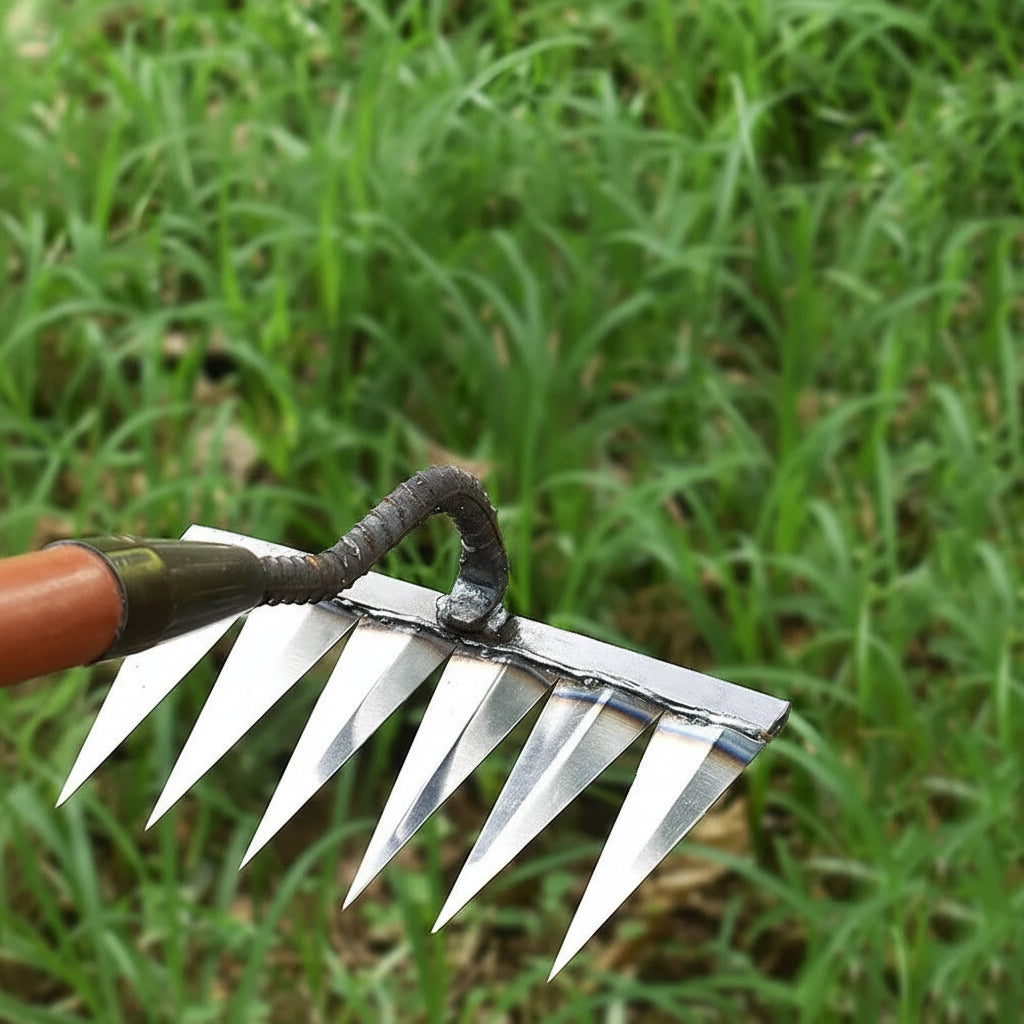 Präziser Gartenrechen aus Carbonstahl für Unkrautentfernung