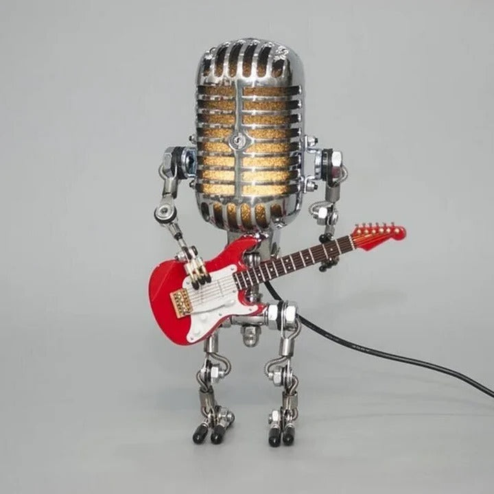Kreative Tischlampe im Roboterdesign mit Mikrofon