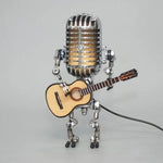 Kreative Tischlampe im Roboterdesign mit Mikrofon und Gitarre