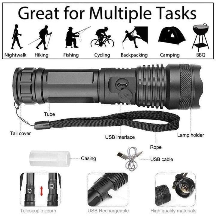 Hochleistungs-LED Taschenlampe mit vielseitigem Zoom