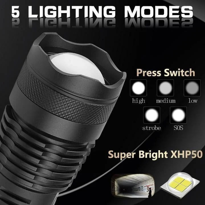 Hochleistungs-LED Taschenlampe mit vielseitigem Zoom