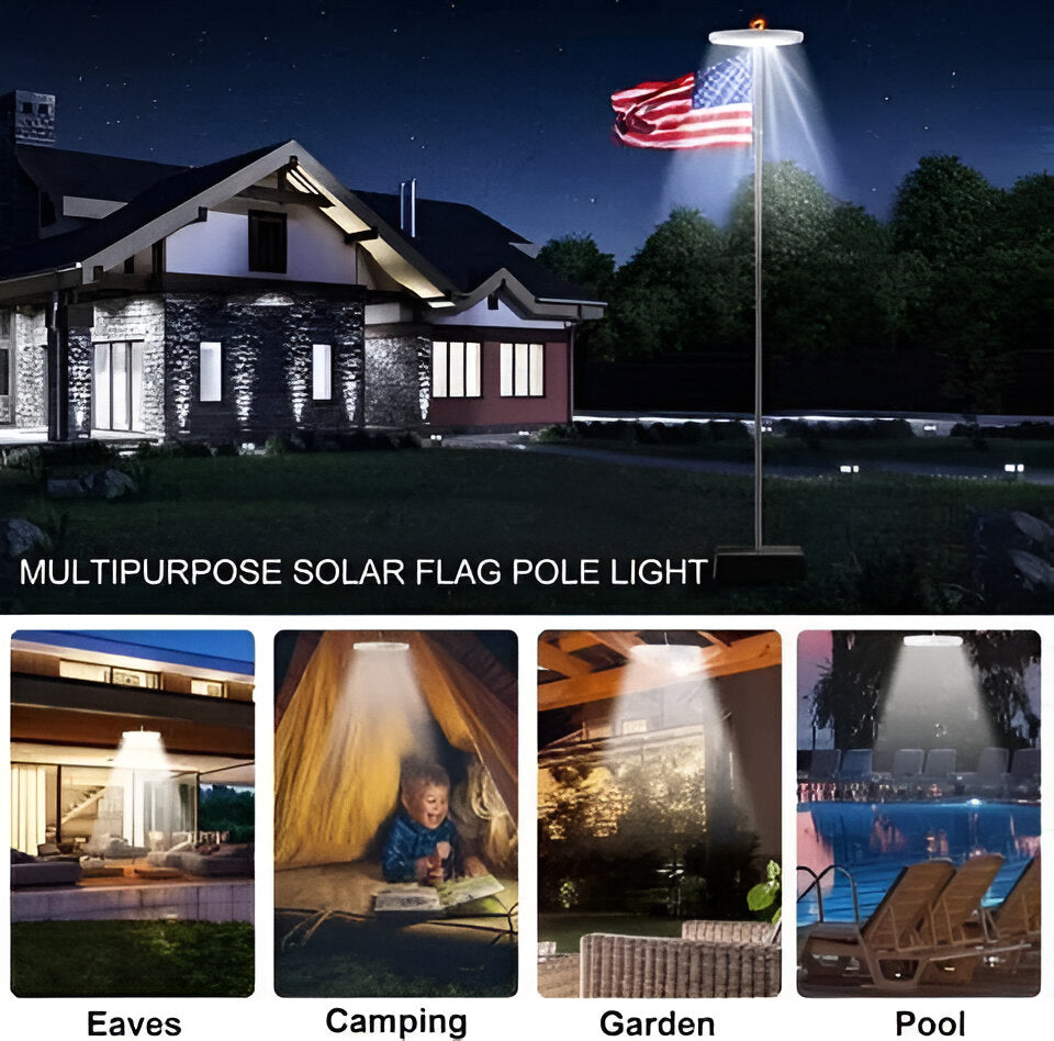 Solarbetriebenes Flaggenlicht für durchgehende Nachtbeleuchtung
