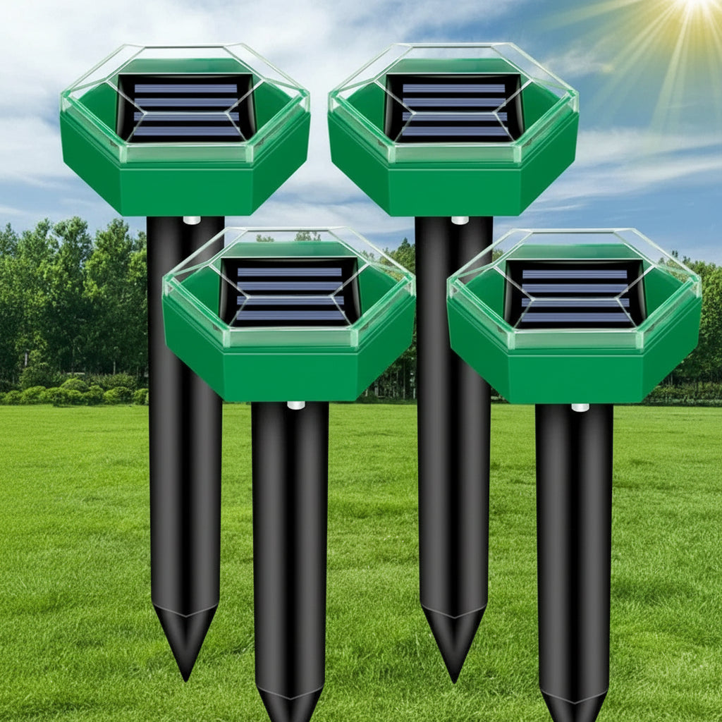 Solarbetriebene Ultraschall-Maulwurfabwehrgeräte, 4er Set