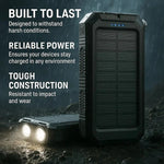 Solarbetriebene Powerbank mit 30.000mAh für unterwegs