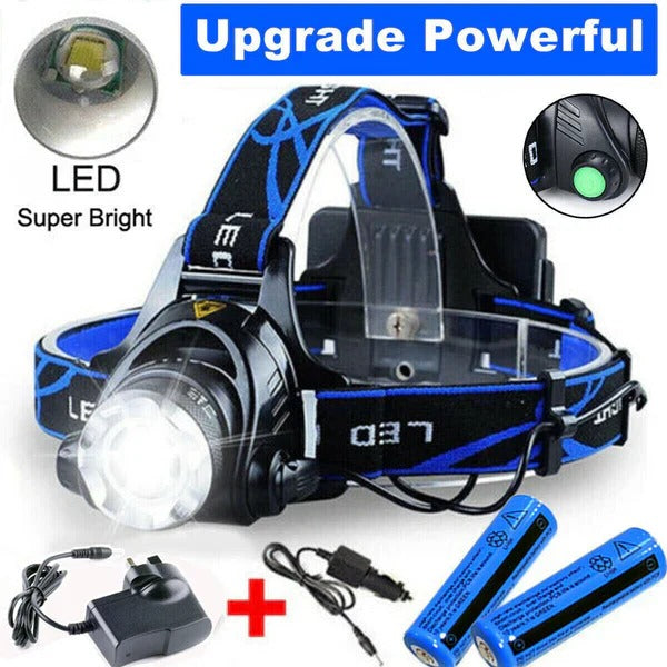 Wiederaufladbare LED Stirnlampe mit Zoomfunktion