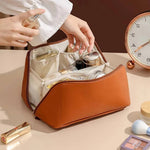 Kosmetiktasche mit PU-Oberfläche und weit öffnendem Design