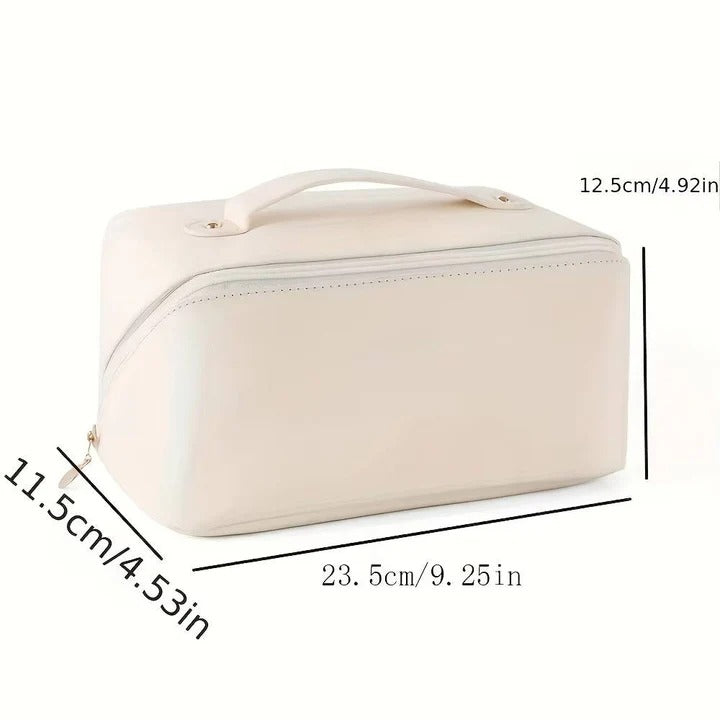 Kosmetiktasche mit PU-Oberfläche und weit öffnendem Design