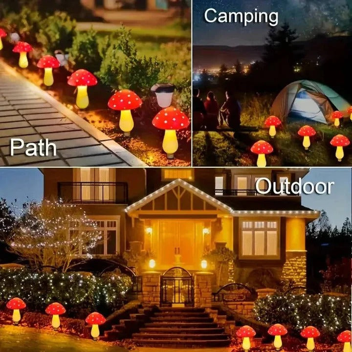 Solarbetriebene LED-Pilzlichter für den Garten mit Bodensteckern