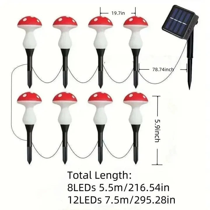 Solarbetriebene LED-Pilzlichter für den Garten mit Erdspießen