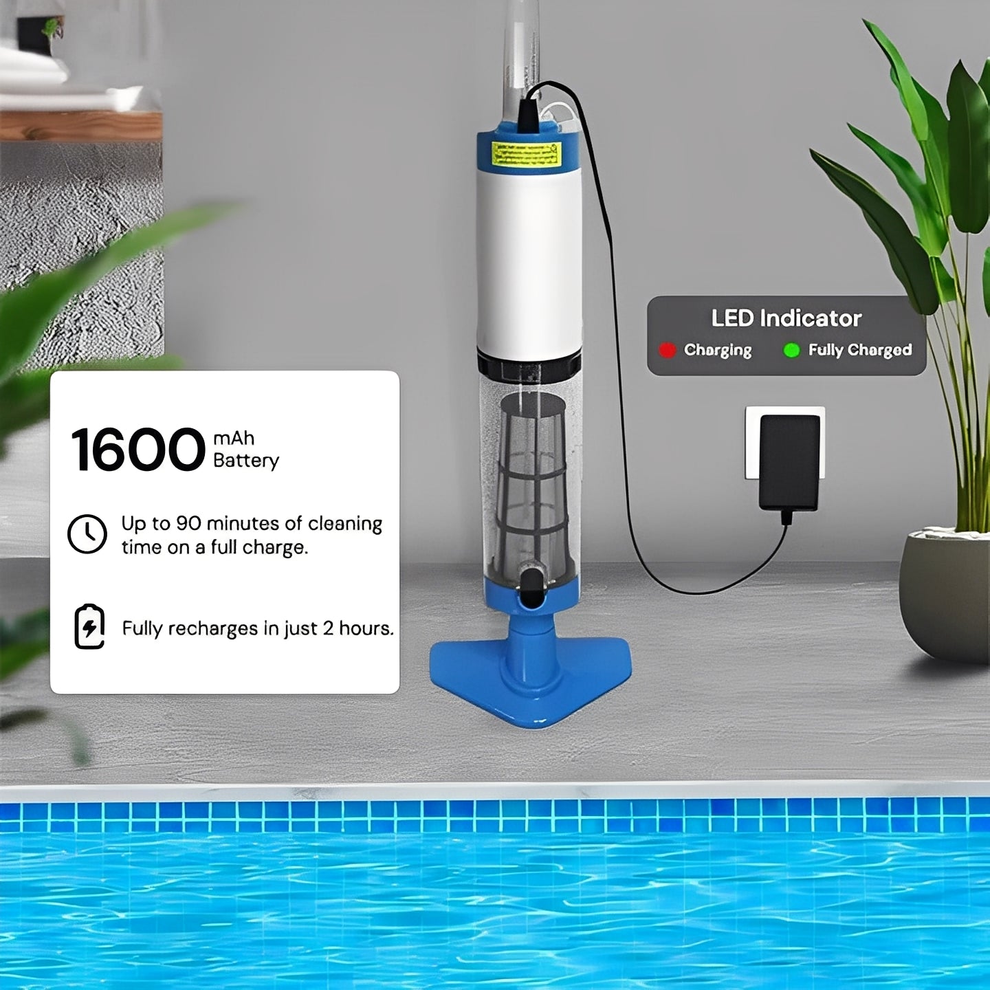 Kabelloser Handstaubsauger für Pools