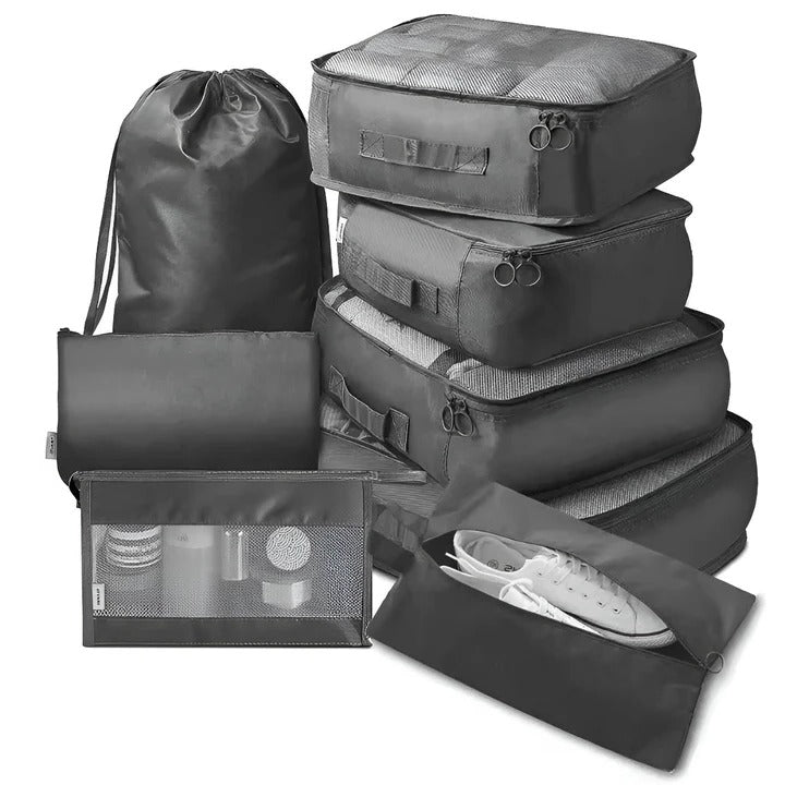 Reiseorganisationsset aus 7 Taschen mit Netzfenstern