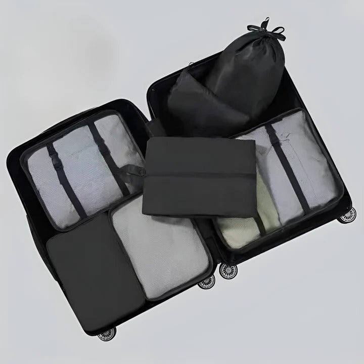 Reiseorganisationsset aus 7 Taschen mit Netzfenstern