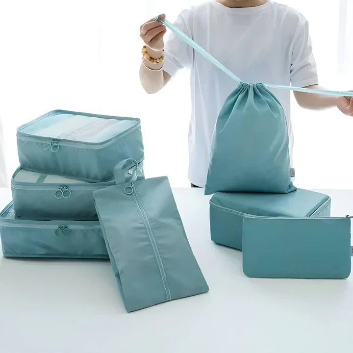 Reiseorganisationsset aus 7 Taschen mit Netzfenstern