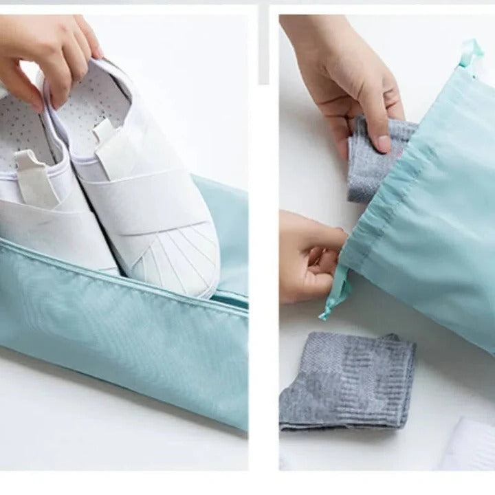 Reiseorganisationsset aus 7 Taschen mit Netzfenstern