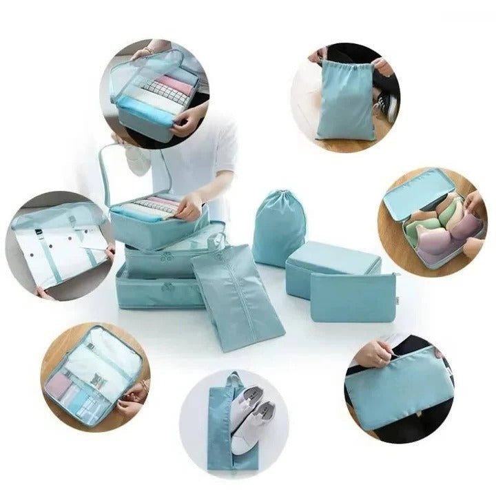 Reiseorganisationsset aus 7 Taschen mit Netzfenstern