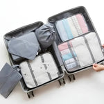 Reiseorganisationsset aus 7 Taschen mit Netzfenstern