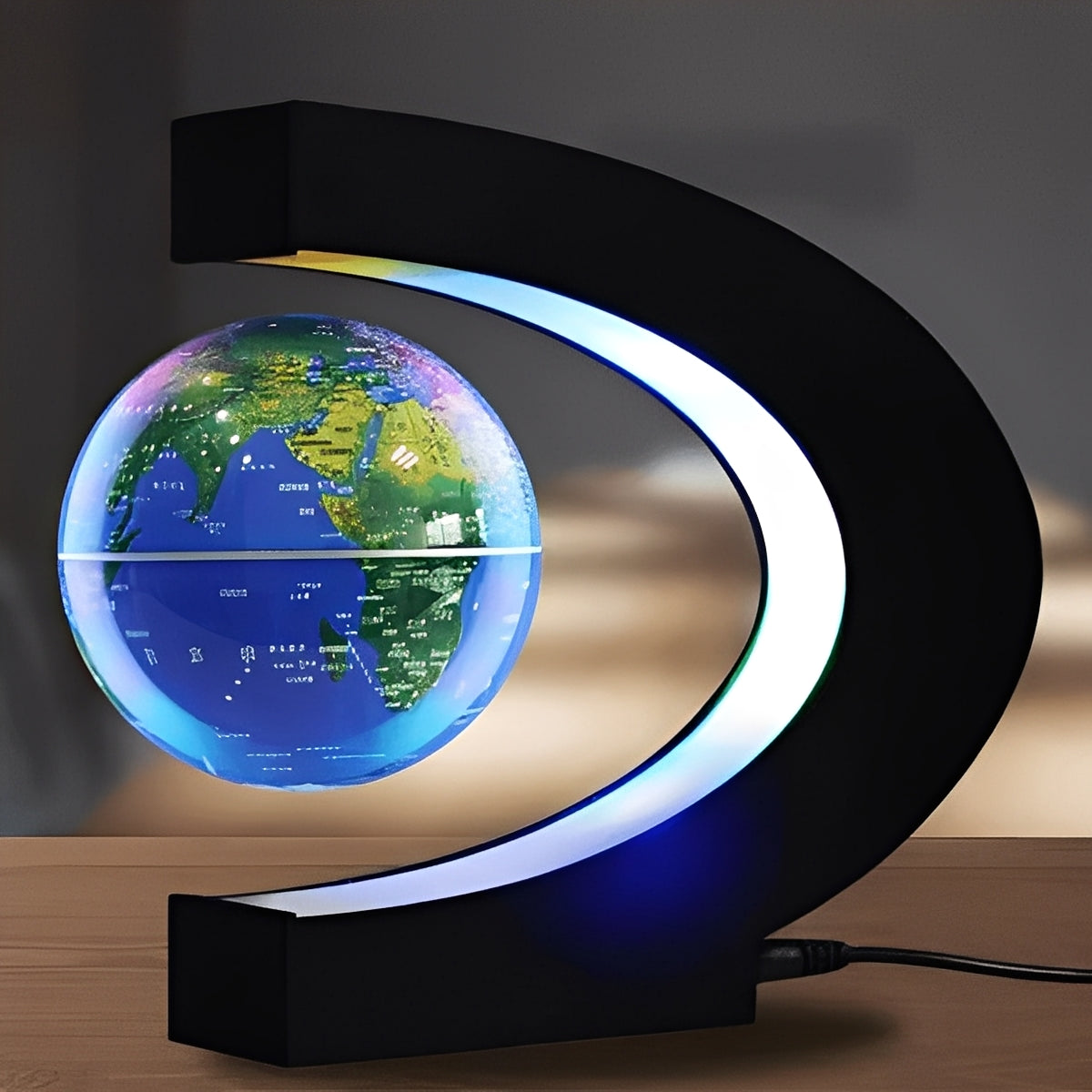 Schwebender Globus mit LED-Beleuchtung für Schreibtische