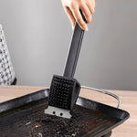 3-in-1 Grillreinigungsbürste mit Stahlborsten, Schaber und Schwamm