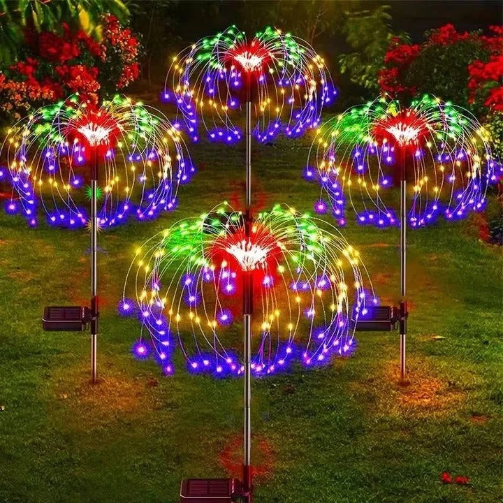 Solarbetriebene Gartenlichter im Feuerwerksdesign mit Flexiblen Drähten