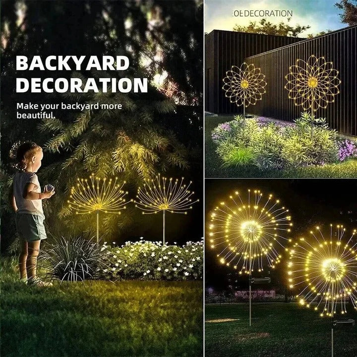 Solarbetriebene Gartenlichter im Feuerwerksdesign mit Flexiblen Drähten