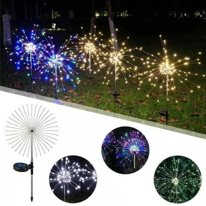 Solarbetriebene Gartenlichter im Feuerwerksdesign mit Flexiblen Drähten
