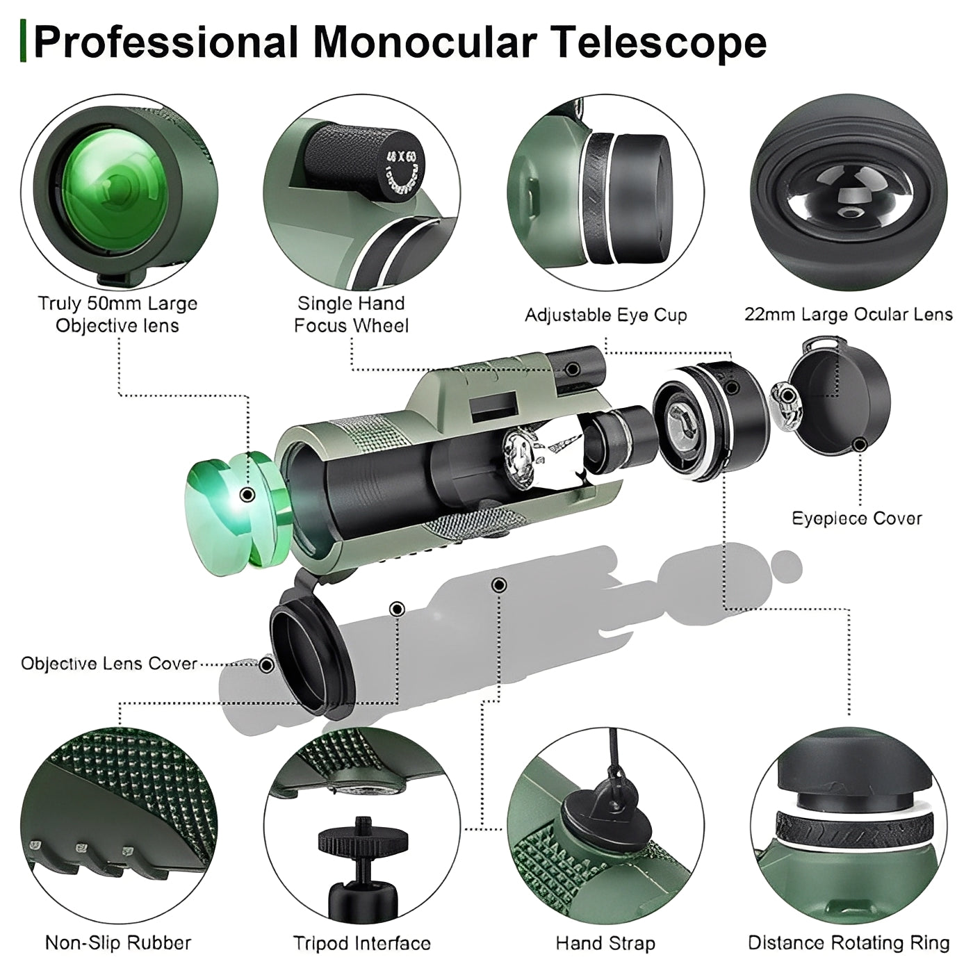 Kompakter Fernglas mit Zoom für Fernsicht
