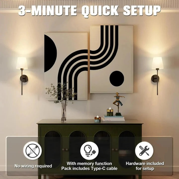 Wandlichter im kabellosen Design, 2er Set