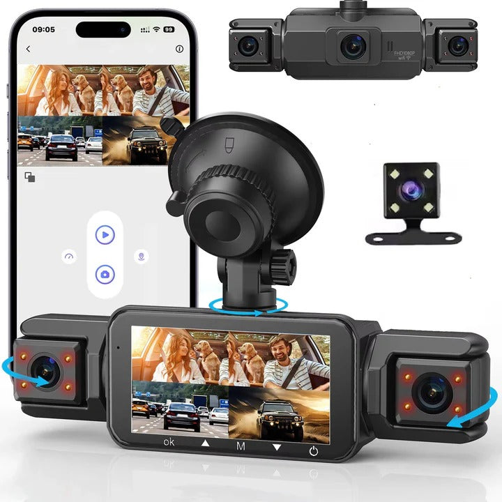 Vielseitige Dashcam mit Vier Kameras und WLAN-Funktionalität