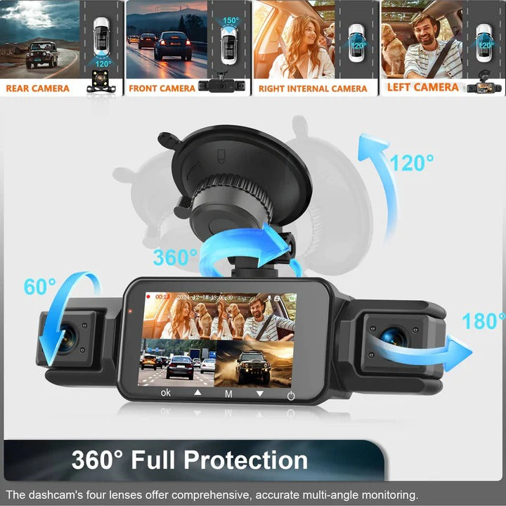 Vielseitige Dashcam mit Vier Kameras und WLAN-Funktionalität