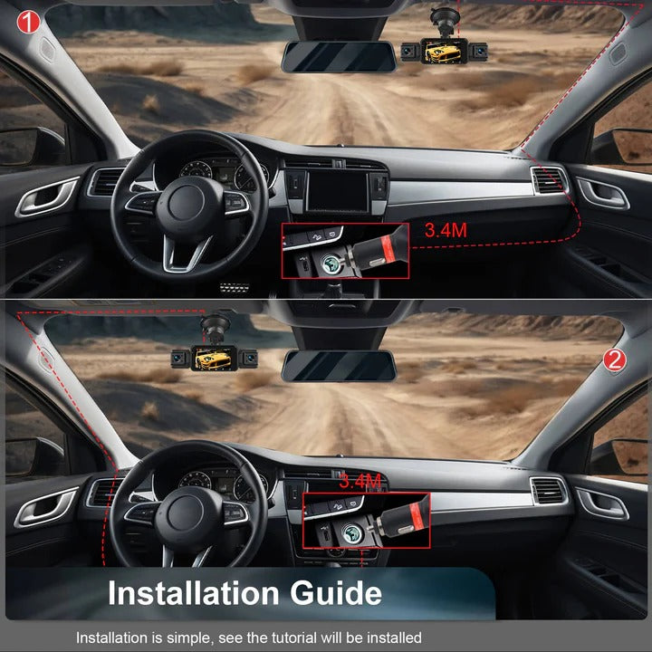 Vielseitige Auto-Kamera mit Vierfachaufnahme und WiFi