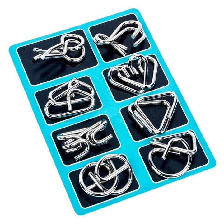 Set aus 8 Metallrätseln für kniffligen Spaß