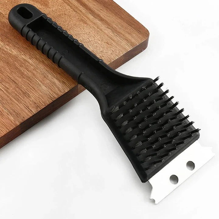 Grillreinigungsbürste mit Edelstahlborsten und Schaber