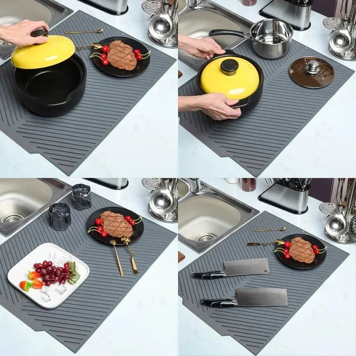 Silikon Abtropfmatte für die Küche mit Rillenablauf