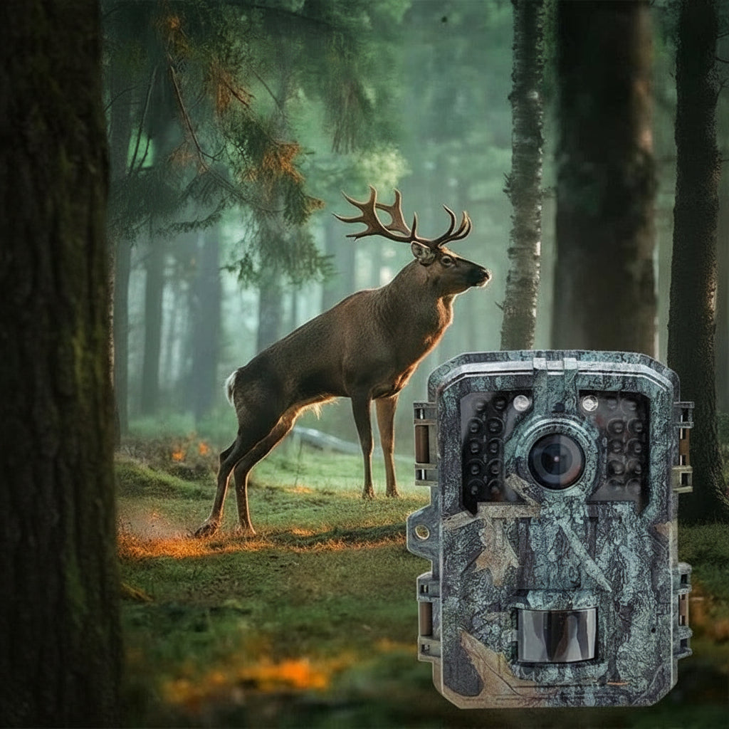 Kompakte Wildkamera mit Infrarot-LEDs und Bewegungserkennung
