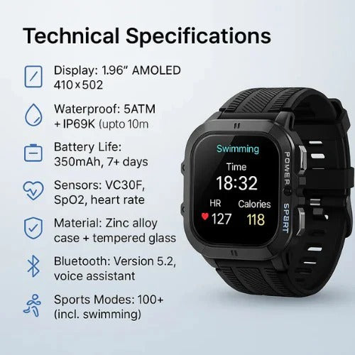 Sportuhr mit Bluetooth 5.0 Verbindung für aktive Lebensstile