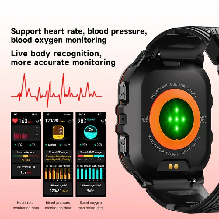 Sportliche Uhr mit Bluetooth 5.0 Verbindung und Fitness-Tracking