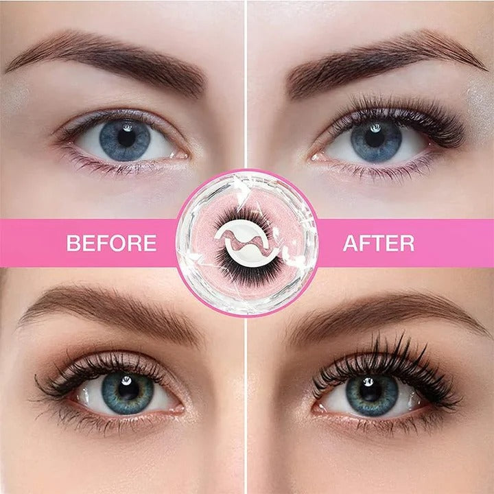 Selbsthaftende Wimpern mit wiederverwendbarem Design