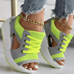 Damen Flache Schnürrsandalen mit Kontrastpanelen und Ausschnitten