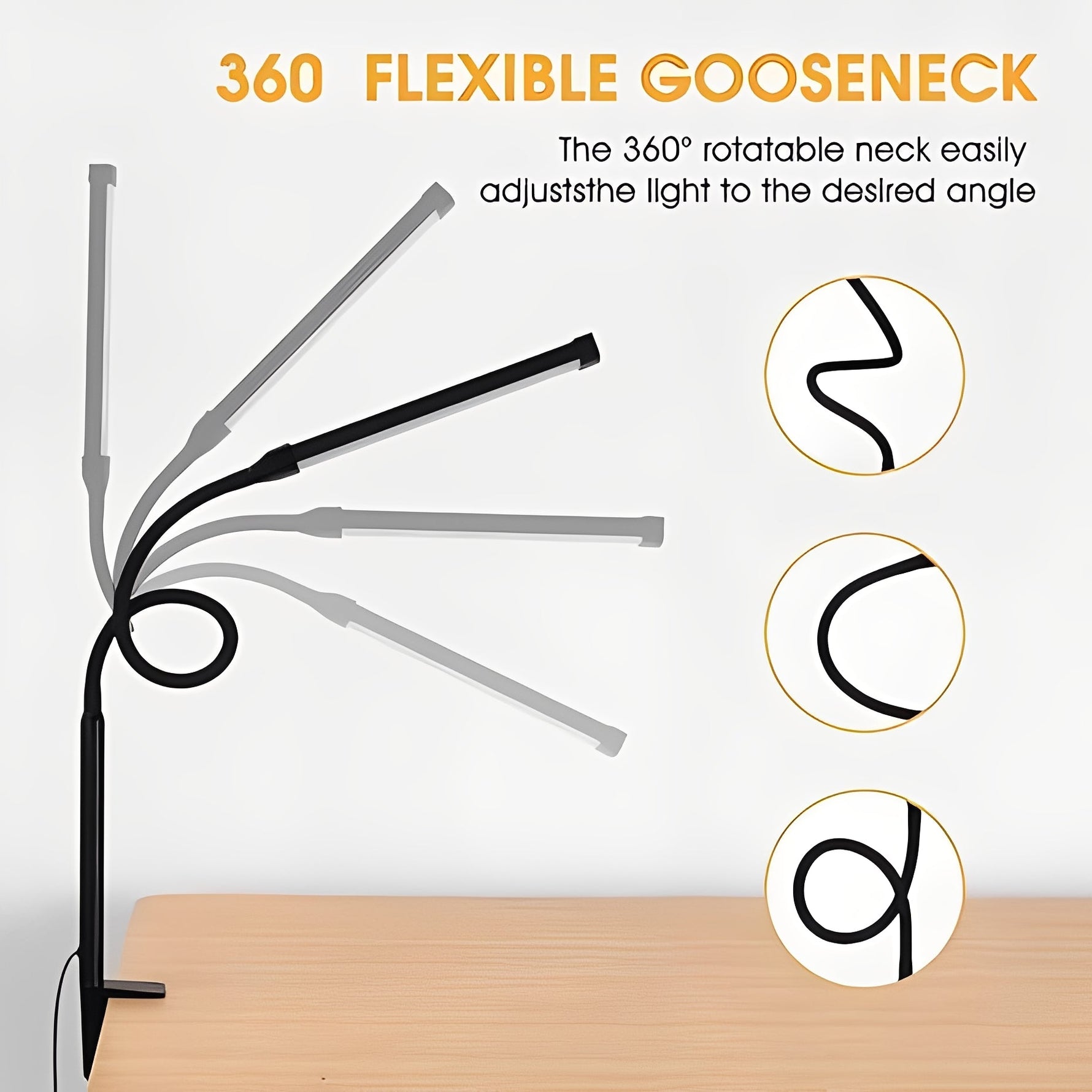 Verstellbare LED Schreibtischlampe mit Klemmbasis und 3 Lichtmodi